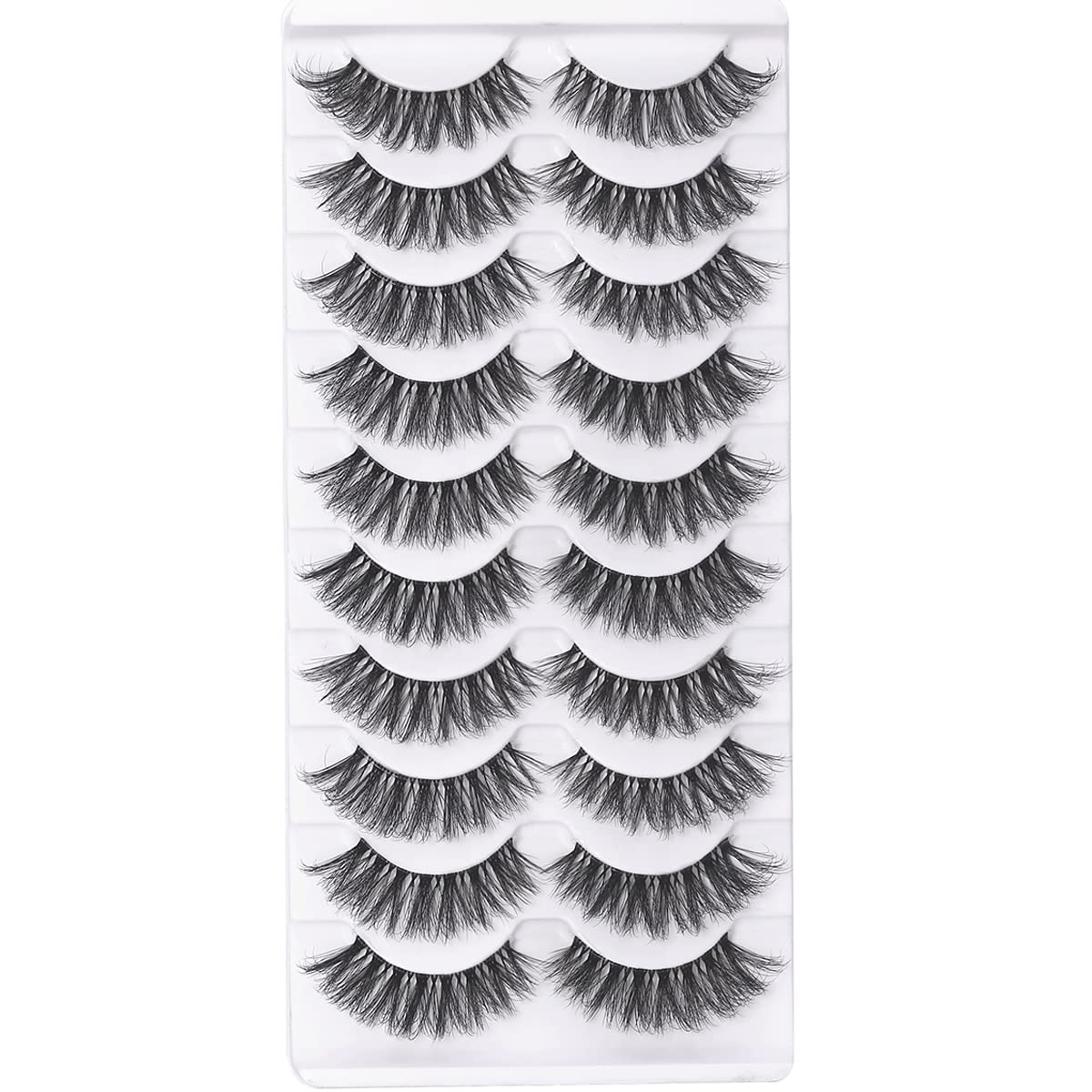 10 Pairs Clear Band Lashes, Fluffy 20mm