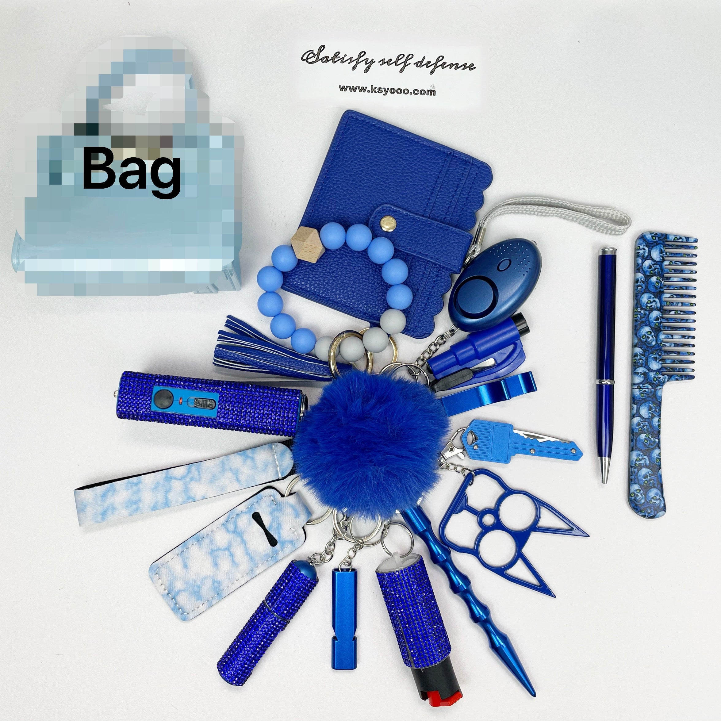 18pcs Keychain Sets With Wristlet Bracelet Wallet, Mini Bag, Comb, Pen ...